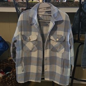 Plaid Women's Jacket in Blue and White